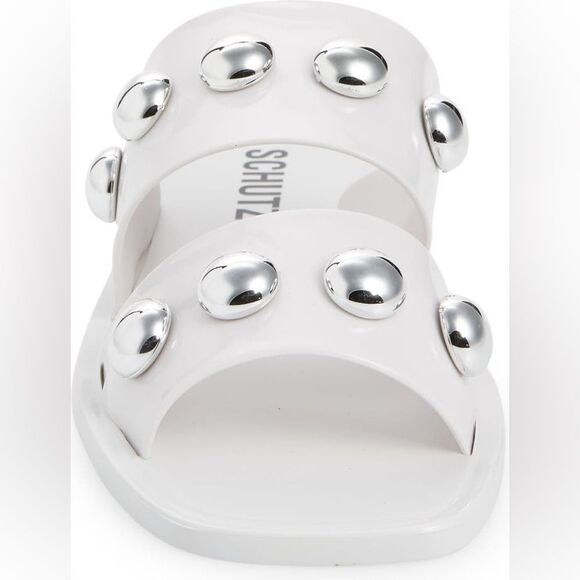 NWOB Schutz | Women’s White Silver Embellishment Lizzie Slide Sandal 8‎ - Picture 7 of 8